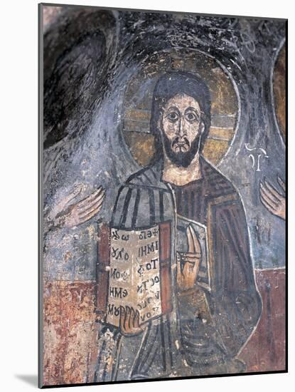 Close-Up of a Fresco of a Pantocrator, Christ Pantocrator, Zoupena, Sparta, Peloponnesus, Greece-null-Mounted Giclee Print