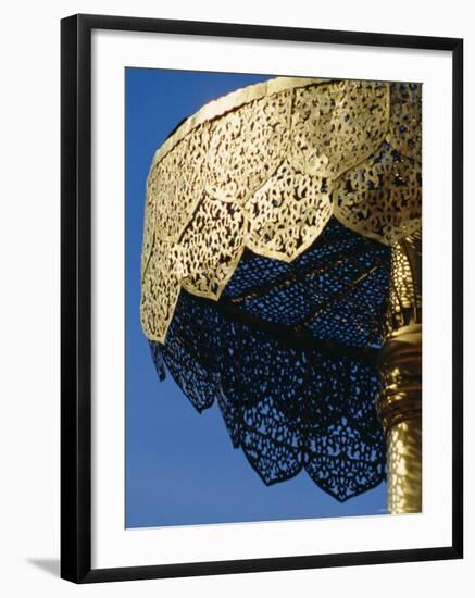 Close-up of a Gilded Metalwork Umbrella, Doi Suthep Temple, Chiang Mai, Thailand-Ken Gillham-Framed Photographic Print