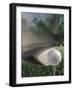 Close-up of a Golf Club Hitting a Golf Ball on a Tee-null-Framed Photographic Print