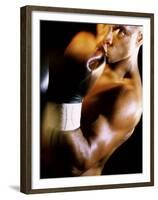 Close-up of a Male Boxer Wearing Boxing Gloves-null-Framed Premium Photographic Print