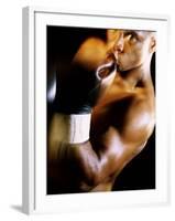 Close-up of a Male Boxer Wearing Boxing Gloves-null-Framed Premium Photographic Print