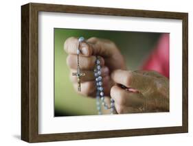 Close-up of a man's hands praying the rosary, France, Europe-Godong-Framed Photographic Print