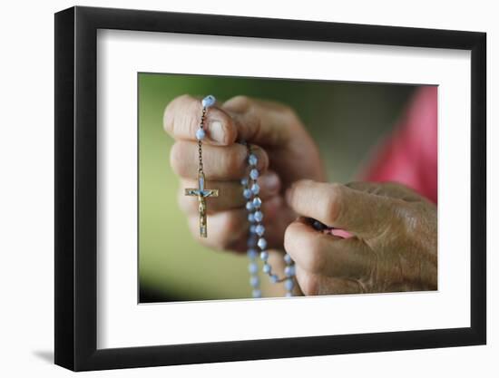 Close-up of a man's hands praying the rosary, France, Europe-Godong-Framed Photographic Print