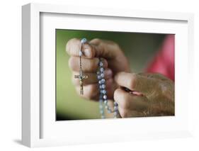 Close-up of a man's hands praying the rosary, France, Europe-Godong-Framed Photographic Print