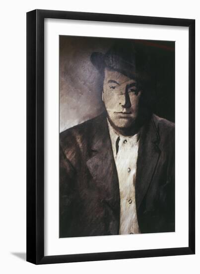 Close-Up of a Man Wearing a Hat, Isla Negra, Valparaiso Region, Chile-null-Framed Giclee Print