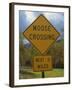 Close-Up of a Moose Crossing Yellow Road Sign, New England, United States of America, North America-Fraser Hall-Framed Photographic Print