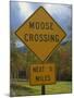 Close-Up of a Moose Crossing Yellow Road Sign, New England, United States of America, North America-Fraser Hall-Mounted Photographic Print