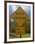 Close-Up of a Moose Crossing Yellow Road Sign, New England, United States of America, North America-Fraser Hall-Framed Photographic Print