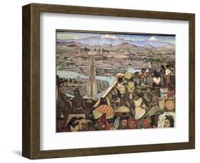 Close-Up of a Mural, the Great City of Tenochtitlan, Mexico City, Mexico-null-Framed Giclee Print