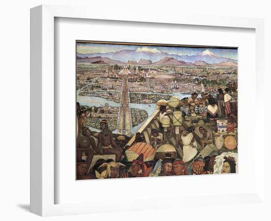 Close-Up of a Mural, the Great City of Tenochtitlan, Mexico City, Mexico-null-Framed Giclee Print