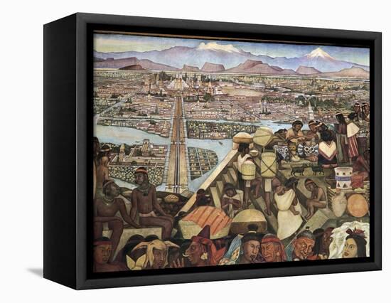 Close-Up of a Mural, the Great City of Tenochtitlan, Mexico City, Mexico-null-Framed Stretched Canvas