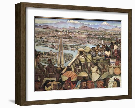 Close-Up of a Mural, the Great City of Tenochtitlan, Mexico City, Mexico-null-Framed Giclee Print