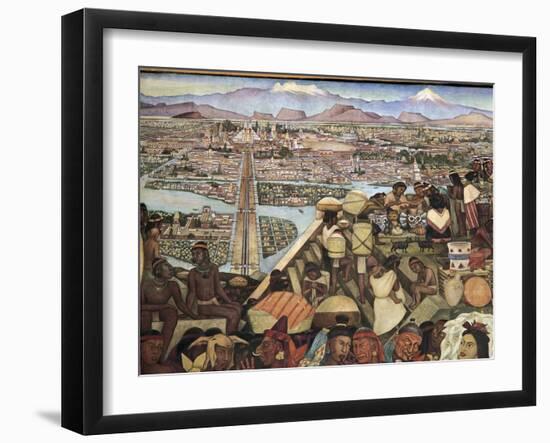 Close-Up of a Mural, the Great City of Tenochtitlan, Mexico City, Mexico-null-Framed Giclee Print