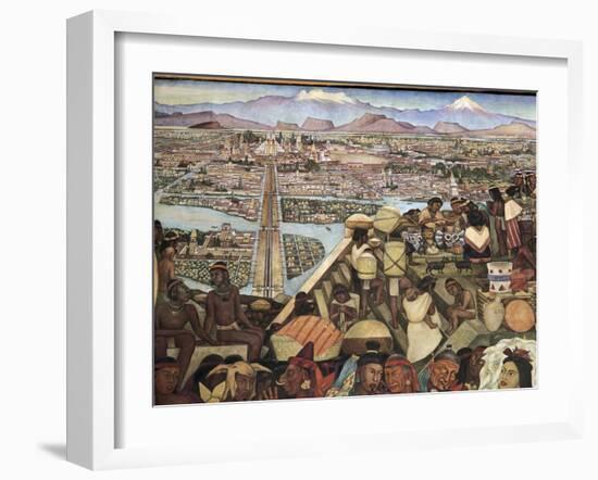 Close-Up of a Mural, the Great City of Tenochtitlan, Mexico City, Mexico-null-Framed Giclee Print