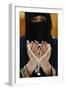 Close up of a Muslim woman's hands in abaya while holding rosary and praying, United Arab Emirates-Godong-Framed Photographic Print