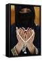 Close up of a Muslim woman's hands in abaya while holding rosary and praying, United Arab Emirates-Godong-Framed Stretched Canvas