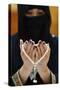 Close up of a Muslim woman's hands in abaya while holding rosary and praying, United Arab Emirates-Godong-Stretched Canvas
