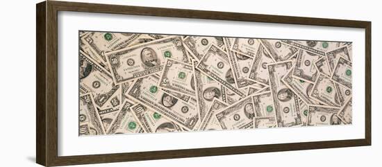 Close-Up of a Pile of Us Dollar Bills-null-Framed Photographic Print