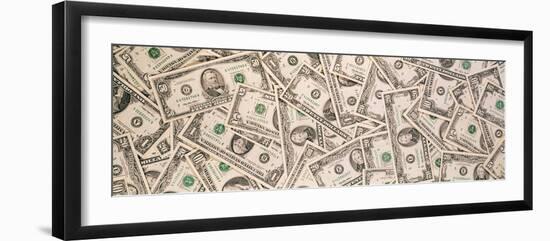 Close-Up of a Pile of Us Dollar Bills-null-Framed Photographic Print