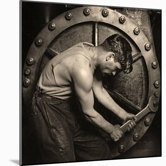 Close-Up of a Power House Mechanic Working on Steam Pump C.1920 (Photo)-Lewis Wickes Hine-Mounted Giclee Print