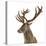 Close-Up of a Red Deer Stag in Front of a White Background-Life on White-Stretched Canvas