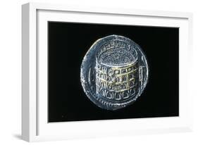 Close-Up of a Sesterce of the 8th Consulate of Tito Depicting the Colosseum A.C.-null-Framed Giclee Print