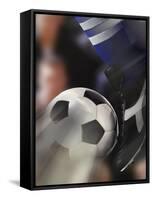 Close-up of a Soccer Player Kicking a Soccer Ball-null-Framed Stretched Canvas