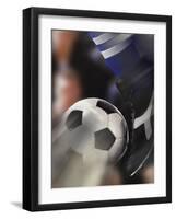 Close-up of a Soccer Player Kicking a Soccer Ball-null-Framed Premium Photographic Print
