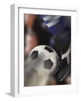 Close-up of a Soccer Player Kicking a Soccer Ball-null-Framed Premium Photographic Print