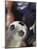 Close-up of a Soccer Player Kicking a Soccer Ball-null-Mounted Premium Photographic Print