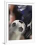 Close-up of a Soccer Player Kicking a Soccer Ball-null-Framed Photographic Print