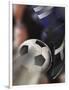 Close-up of a Soccer Player Kicking a Soccer Ball-null-Framed Photographic Print