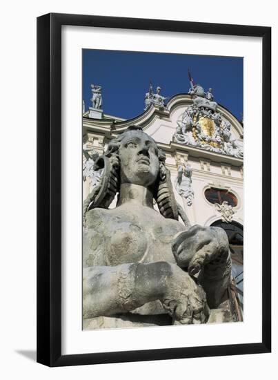 Close-Up of a Statue in Front of a Palace-null-Framed Giclee Print