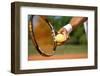 Close up of a Tennis Player Standing Ready for a Serve-luckybusiness-Framed Photographic Print