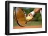 Close up of a Tennis Player Standing Ready for a Serve-luckybusiness-Framed Photographic Print