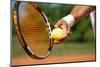 Close up of a Tennis Player Standing Ready for a Serve-luckybusiness-Mounted Photographic Print