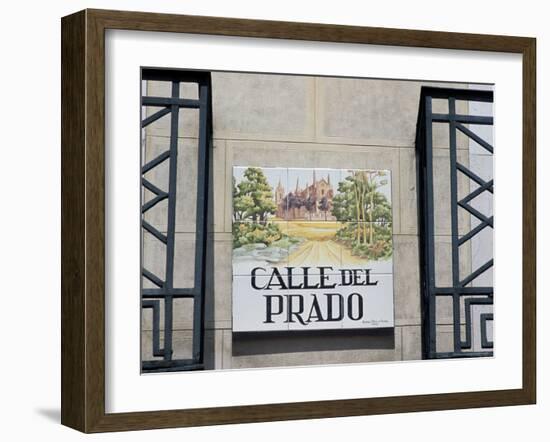 Close-Up of a Tile Street Sign, Calle Del Prado, Centro, Madrid, Spain-Richard Nebesky-Framed Photographic Print