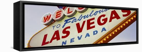 Close-up of a Welcome Sign, Las Vegas, Nevada, USA-null-Framed Stretched Canvas