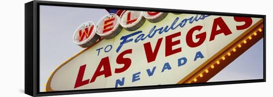 Close-up of a Welcome Sign, Las Vegas, Nevada, USA-null-Framed Stretched Canvas