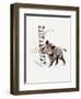 Close-Up of a Wild Boar Rubbing His Neck on a Tree Trunk (Sus Scrofa)-null-Framed Premium Giclee Print