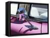 Close-Up of a Wing Mirror and Reflection on a Pink Cadillac Car-Mark Chivers-Framed Stretched Canvas