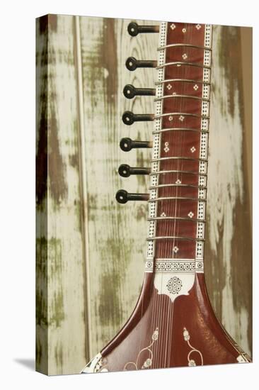 Close-Up of a Wood Indian Sitar String Instrument of Music in India-Bill Bachmann-Stretched Canvas