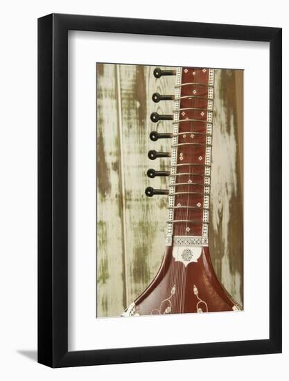 Close-Up of a Wood Indian Sitar String Instrument of Music in India-Bill Bachmann-Framed Photographic Print