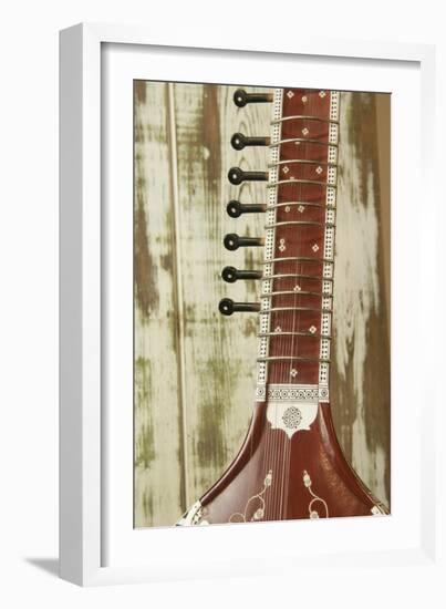 Close-Up of a Wood Indian Sitar String Instrument of Music in India-Bill Bachmann-Framed Photographic Print