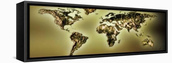 Close-Up of a World Map-null-Framed Stretched Canvas