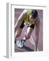 Close-up of a Young Man in the Starting Position on a Running Track-null-Framed Premium Photographic Print