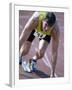 Close-up of a Young Man in the Starting Position on a Running Track-null-Framed Photographic Print