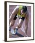 Close-up of a Young Man in the Starting Position on a Running Track-null-Framed Photographic Print