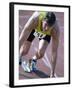 Close-up of a Young Man in the Starting Position on a Running Track-null-Framed Photographic Print