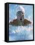 Close-up of a Young Man Swimming the Breaststroke-null-Framed Stretched Canvas
